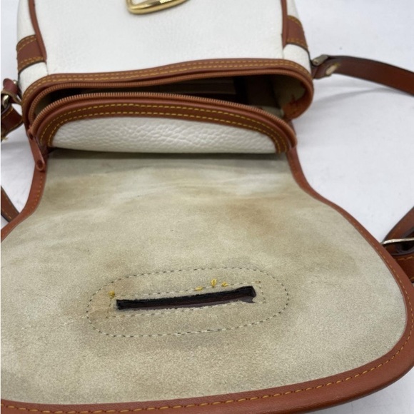 Dooney & Bourke Womens White Brown Leather Inner Divider Zipper Crossbody Bag - Picture 3 of 4